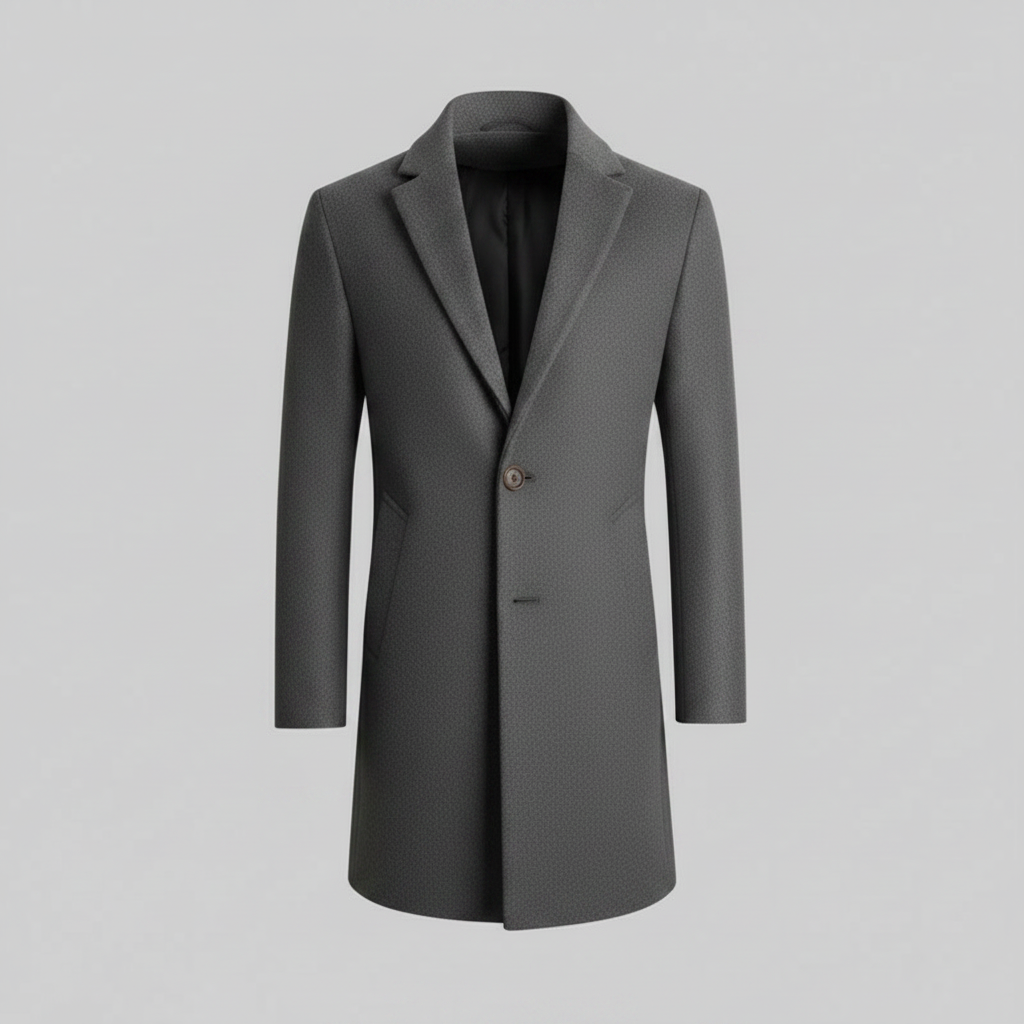 Men's Long Coat | Notched Lapel Trench Coat for Men