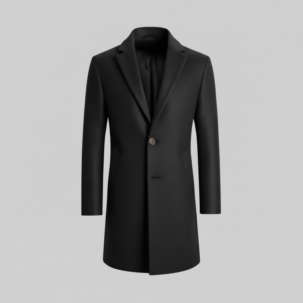 Men's Long Coat | Notched Lapel Trench Coat for Men