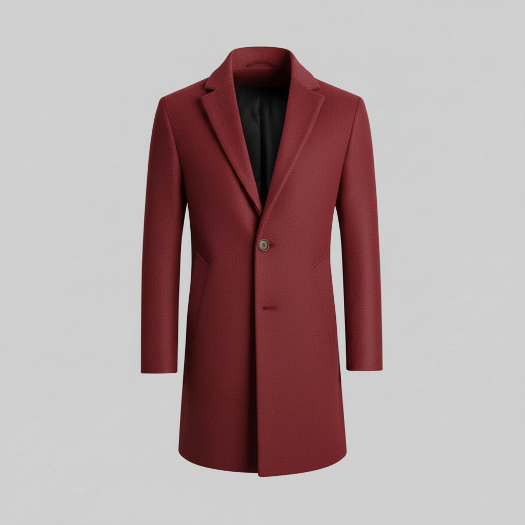 Men's Long Coat | Notched Lapel Trench Coat for Men