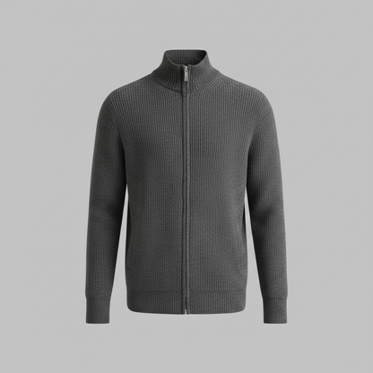 Men's Slim Fit Zip Up Cardigan | Ribbed Knit Layering