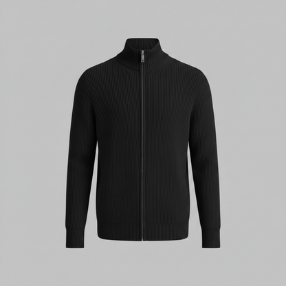 Men's Slim Fit Zip Up Cardigan | Ribbed Knit Layering