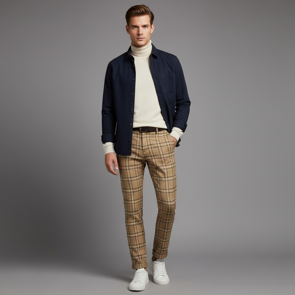 Sasha Checked Chinos | Men's Trousers for Casual Wear