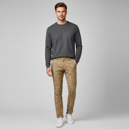 Sasha Checked Chinos | Men's Trousers for Casual Wear