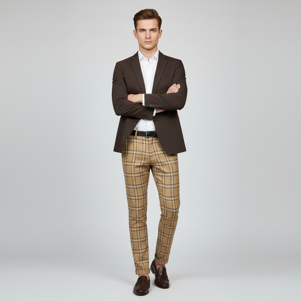 Sasha Checked Chinos | Men's Trousers for Casual Wear