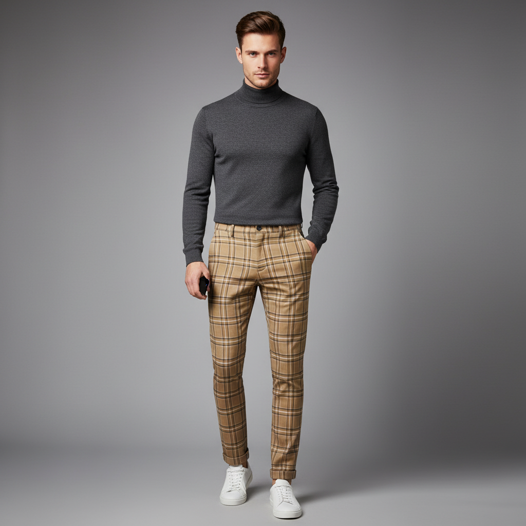 Sasha Checked Chinos | Men's Trousers for Casual Wear