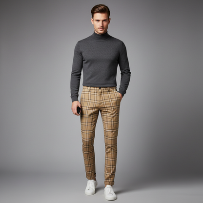 Sasha Checked Chinos | Men's Trousers for Casual Wear